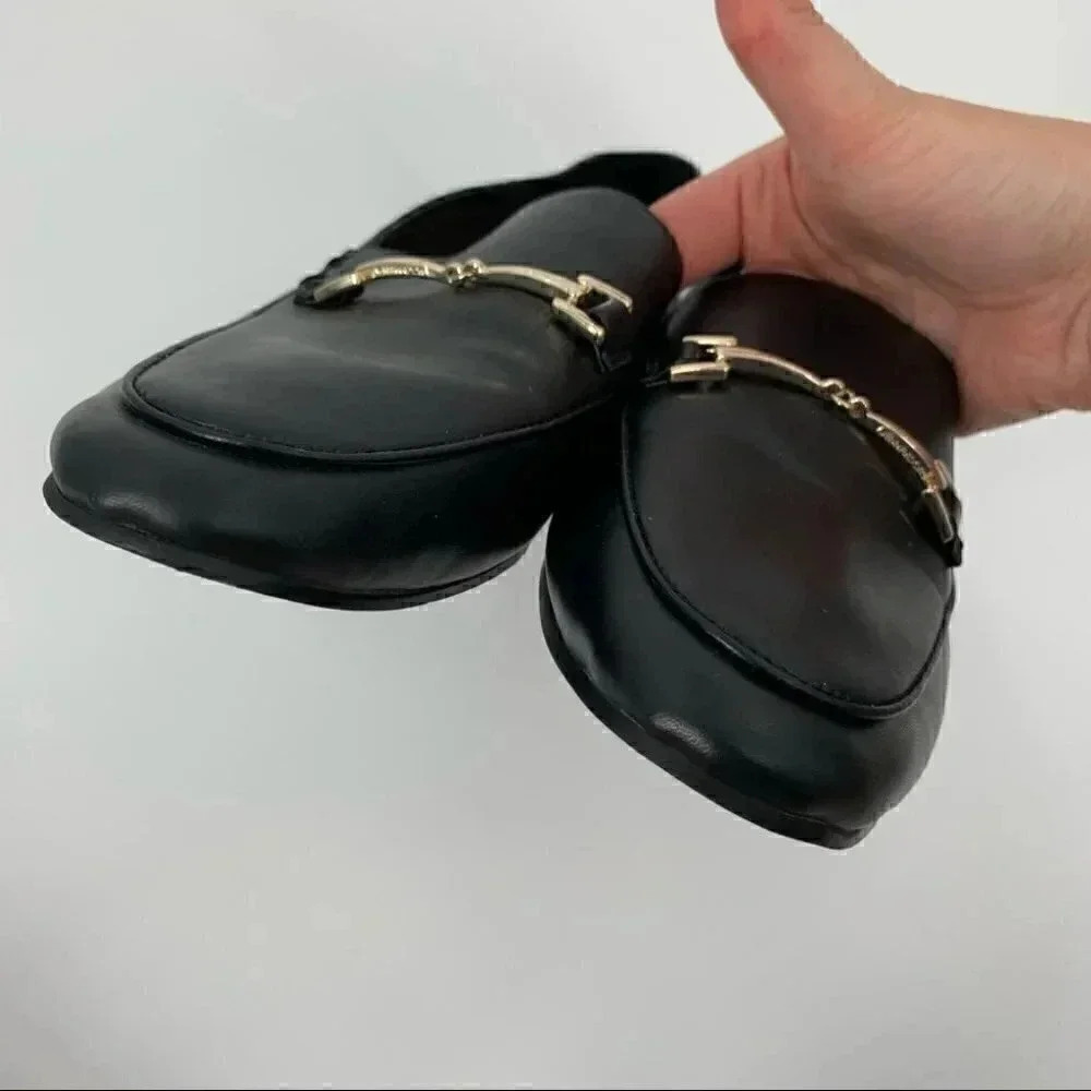 Jenn Ardor flats size 8 38.5 black faux leather horse bit convertible loafers - Picture 11 of 15
